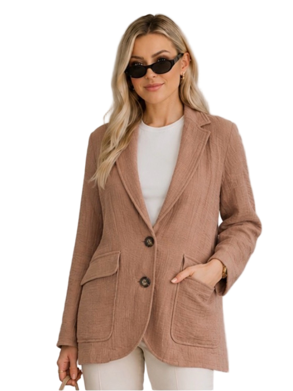 Madewell NWT Linen Blend Blazer Neutral Quiet Luxury Oversized Jacket Size Small
